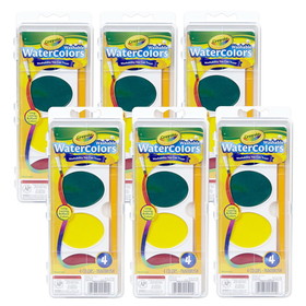 Crayola BIN500-6 So Big Washable Watercolors, 4 Color Oval Pans And Paint Brush (6 EA)