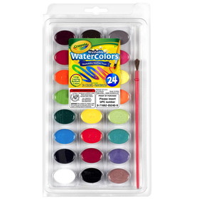 Crayola BIN530524 24Ct Washable Watercolor Pans With, Plastic Handled Brush