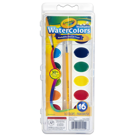 Crayola BIN530555 Crayola Washable Watercolor Set 16 - Semi Moist Oval Pans 1 Brush