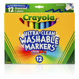 Crayola BIN587812 Crayola Washable Markers 12Ct Asst - Colors Conical Tip