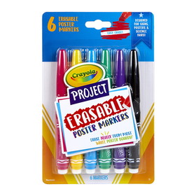 Crayola BIN588371 Erasable Poster Markers Pack Of 6, Crayola Project