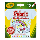 Crayola BIN588626 Crayola Fine Line Fabric Markers - 10 Colors