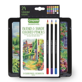 Crayola BIN682015 24Ct Blend & Shade Colored Pencils, W/Tin
