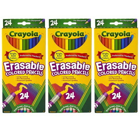 Crayola BIN682424-3 24Ct Per Bx Erasable Colored, Pencils (3 BX)
