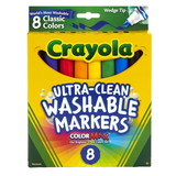 Crayola BIN7208 Wedge Tip 8 Ct Washable Markers