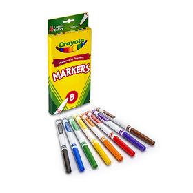 Crayola BIN7709 Original Drawing Markers 8 Color Fine Tip