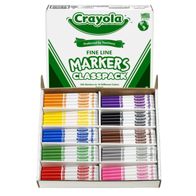 Crayola BIN8210 Classpack Markers 200 Ct Non Washable Fine Tip