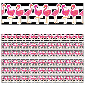 Schoolgirl Style CD-108389-6 Tropical Flamingos Straight, Borders Simply Stylish (6 PK)