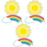 Schoolgirl Style CD-120558-3 Rainbows & Suns Cut-Outs, Hello Sunshine (3 PK)