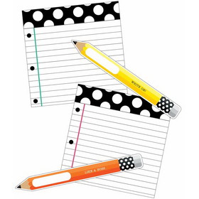 Schoolgirl Style CD-120605 Brights Pencils And Papers Cut-Outs, Black White & Stylish Extra-Large