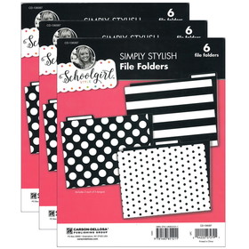 Schoolgirl Style CD-136087-3 Simply Stylish Folders 6Pk (3 PK)