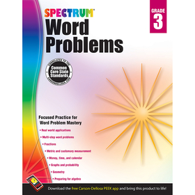 Carson-Dellosa CD-704489 Spectrum Gr3 Word Problems Workbook