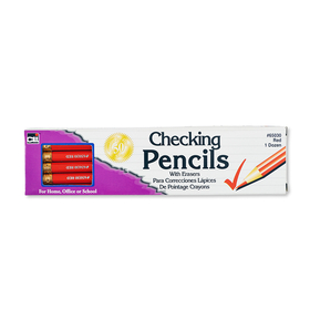 Charles Leonard CHL65030 Pencil Checking Red W/Eraser 12/Bx