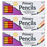 Charles Leonard CHL65505-3 Pencil Primary Red W/Eraser, 12 Per Box (3 BX)