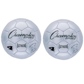 Champion Sports CHSEX4SL-2 Soccer Ball Size4 Composite, Silver (2 EA)
