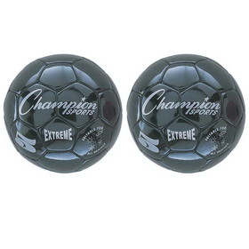Champion Sports CHSEX5BK-2 Soccer Ball Size 5 Composite, Black (2 EA)
