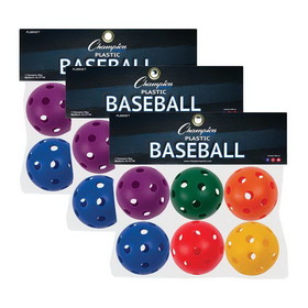 Champion Sports CHSPLBBSET-3 Plastic Balls Baseball Size, 6 Per Set (3 ST)