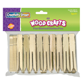 Chenille Kraft CK-368501 Wooden Flat Slotted Clothespin 40Pk - Natural
