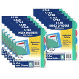 C-Line CLI03750-12 Mini Size 5 Tab Poly Index, Dividers With Pockets 5 Per Pk (12 PK)
