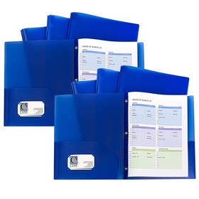 C-Line CLI32965-2 Blue Two Pocket Poly, Portfolios With Prongs Pack Of 10 (2 PK)