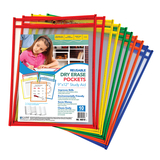 C-Line Products CLI40610 C Line Reusable 10Pk 9X12 Dry Erase - Pockets Assorted Primary