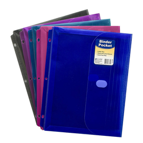 C-Line Products CLI58730 Binder Pocket W/ Velcro Closure Assorted Colors