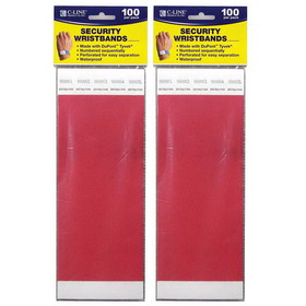 C-Line CLI89104-2 C Line Dupont Tyvek Red, Security Wristbands 100 Per Pk (2 PK)