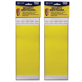 C-Line CLI89106-2 C Line Dupont Tyvek Yellow, Security Wristbands 100 Per Pk (2 PK)