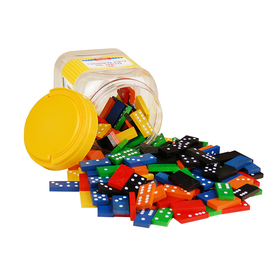 Learning Advantage CTU7320 Double 6 Color Dominoes 6 Sets - 168 Pcs In Storage Bucket