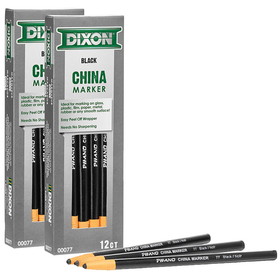Dixon DIX00077-2 Dixon China Markers Black, 12-Pack (2 PK)