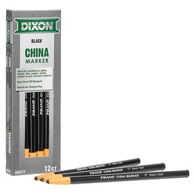 Dixon DIX00077 Dixon China Markers Black 12-Pack
