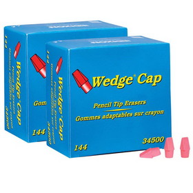 Dixon DIX34500-2 Wedge Pencil Cap Erasers, Pink 144Pk (2 PK)