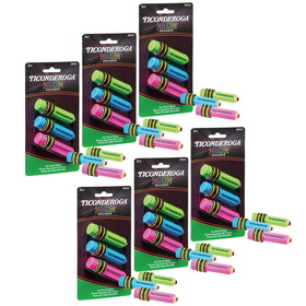 Ticonderoga DIX38963-6 Pencil Shaped Neon Erasers, 3Pk (6 PK)