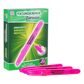 Ticonderoga DIX47066 Highlighters Desk Style Pink 12Pk, Chisel Tip