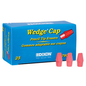 Dixon DIX79003 Wedge Pencil Cap Erasers Pink 25Pk