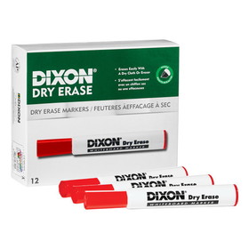 Dixon DIX92101 Dry Erase Markrs Wedge Tip Red 12Pk