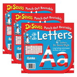 Eureka EU-487215-3 Dr Seuss 4In Red & White, Letters Punch Out Reusable (3 PK)