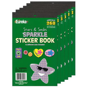 Eureka EU-609400-6 Stars & Smiles Sparkle, Sticker Book (6 EA)