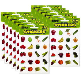 Eureka EU-655033-12 Fruits And Vegetables Photo, Theme Stickers (12 PK)