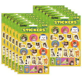 Eureka EU-655202-12 Motivational Cats Theme, Stickers (12 PK)