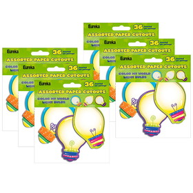Eureka EU-841006-6 Light Bulbs Assorted Paper, Cut Outs Color My World (6 PK)