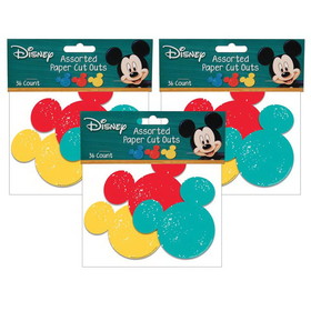 Eureka EU-841008-3 Mickey Mouse Paper Cut Outs (3 PK)