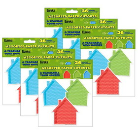 Eureka EU-841560-6 Assorted Houses Paper Cut, Outs A Teachable Town (6 PK)