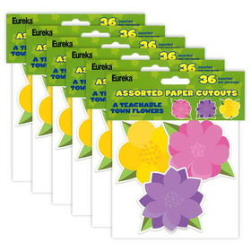 Eureka EU-841566-6 Flowers Paper Cut-Outs, A Teachable Town (6 PK)