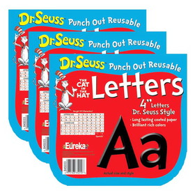 Eureka EU-845033-3 Dr Seuss Punch Out Deco, Letters Blk (3 PK)