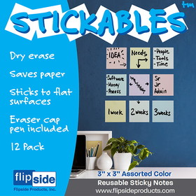 Flipside Products FLP94433 3X3In Pastel Stickables W/Marker