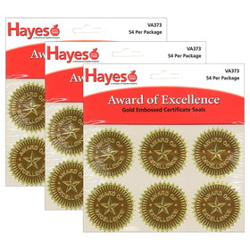 Hayes Publishing H-VA373-3 Gold Foil Embossed Seals, Award Of Excellence (3 PK)