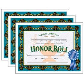 Hayes Publishing H-VA512-3 Certificates Honor Roll Blue, Ribbon 85 X 11 30 Per Pk (3 PK)