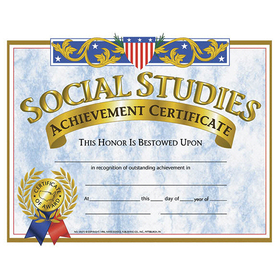 Hayes School Publishing H-VA575 Certificates Social Studies 30/Pk 8.5 X 11