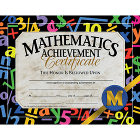 Hayes School Publishing H-VA581 Certificates Mathematics 30/Pk Achievement 8.5 X 11
